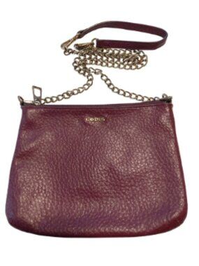 Lodis Burgundy/Plum Chain Strap Italian Leather Pebble Crossbody